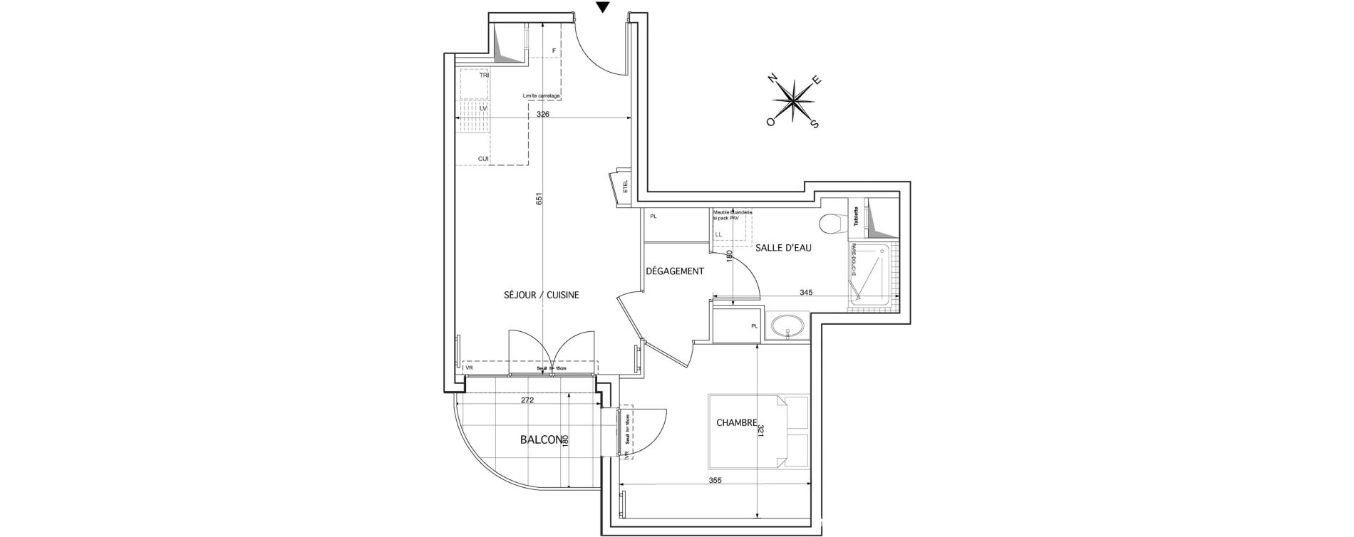Appartement T2 de 41,56 m2 &agrave; Rueil-Malmaison Le mont-val&eacute;rien