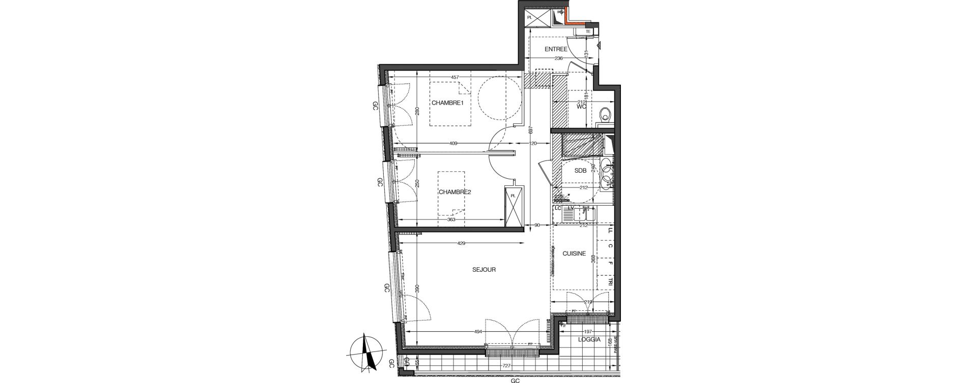 Appartement T3 de 68,10 m2 &agrave; Saint-Cloud Centre