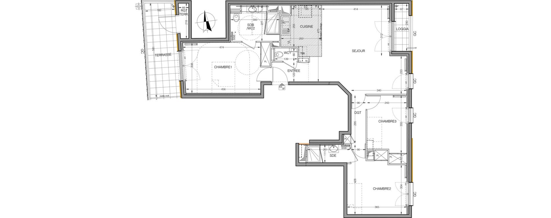 Appartement T4 de 85,48 m2 &agrave; Saint-Cloud Centre