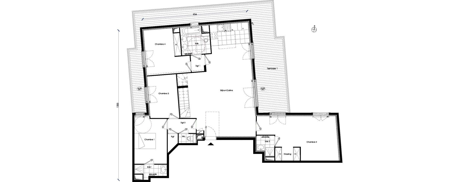 Duplex T5 de 127,45 m2 &agrave; Saint-Cloud Centre