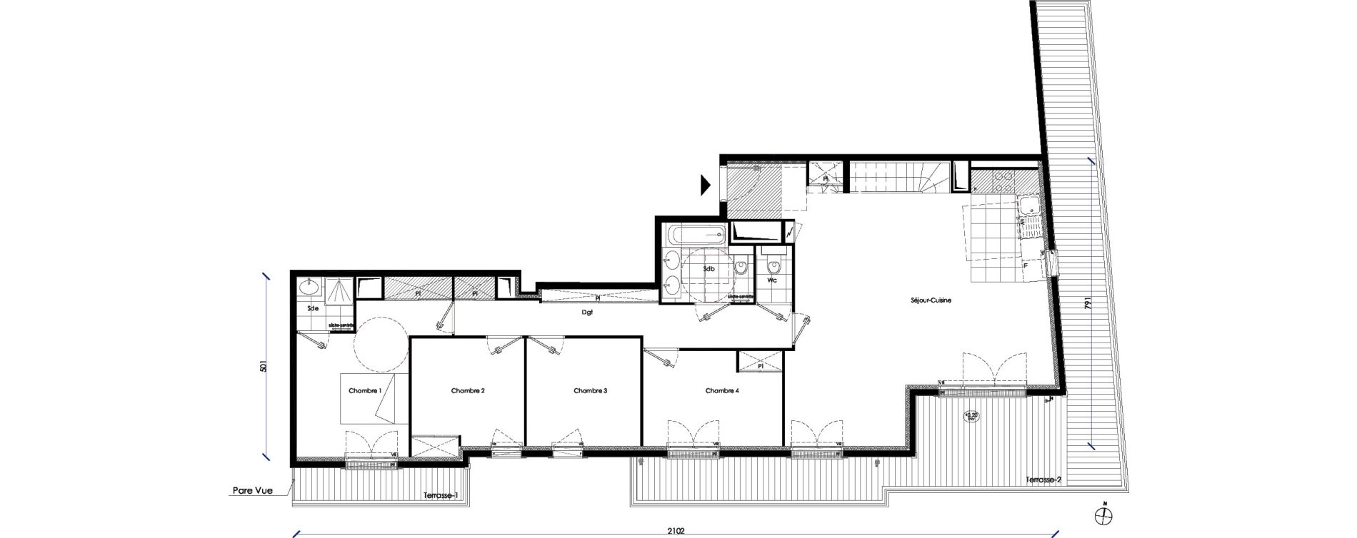 Duplex T5 de 112,70 m2 &agrave; Saint-Cloud Centre