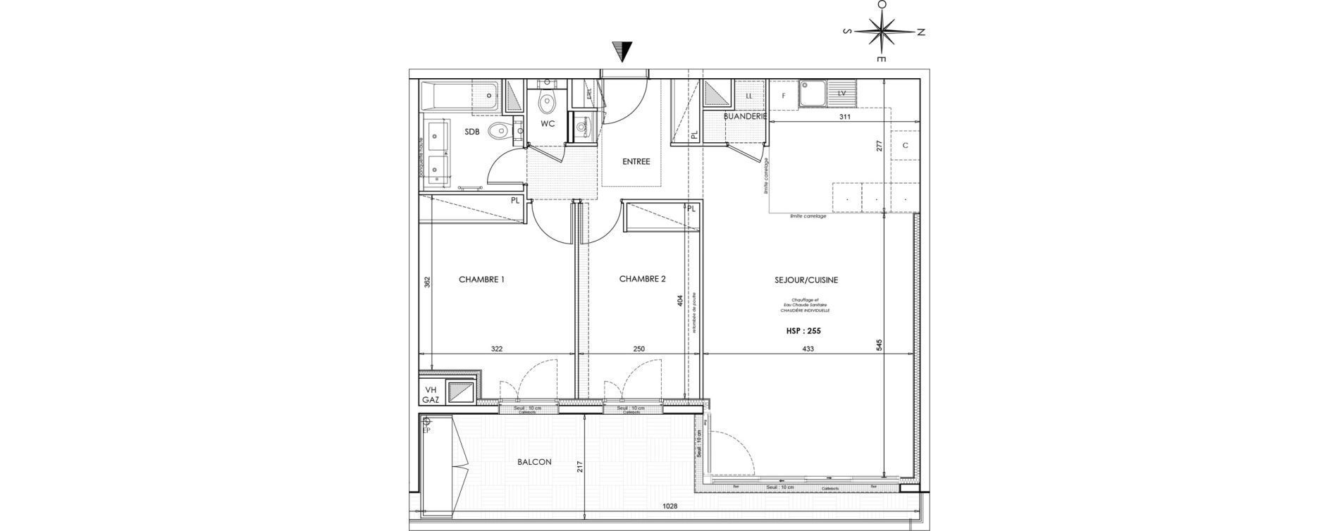 Appartement T3 de 70,65 m2 &agrave; Saint-Cloud Centre