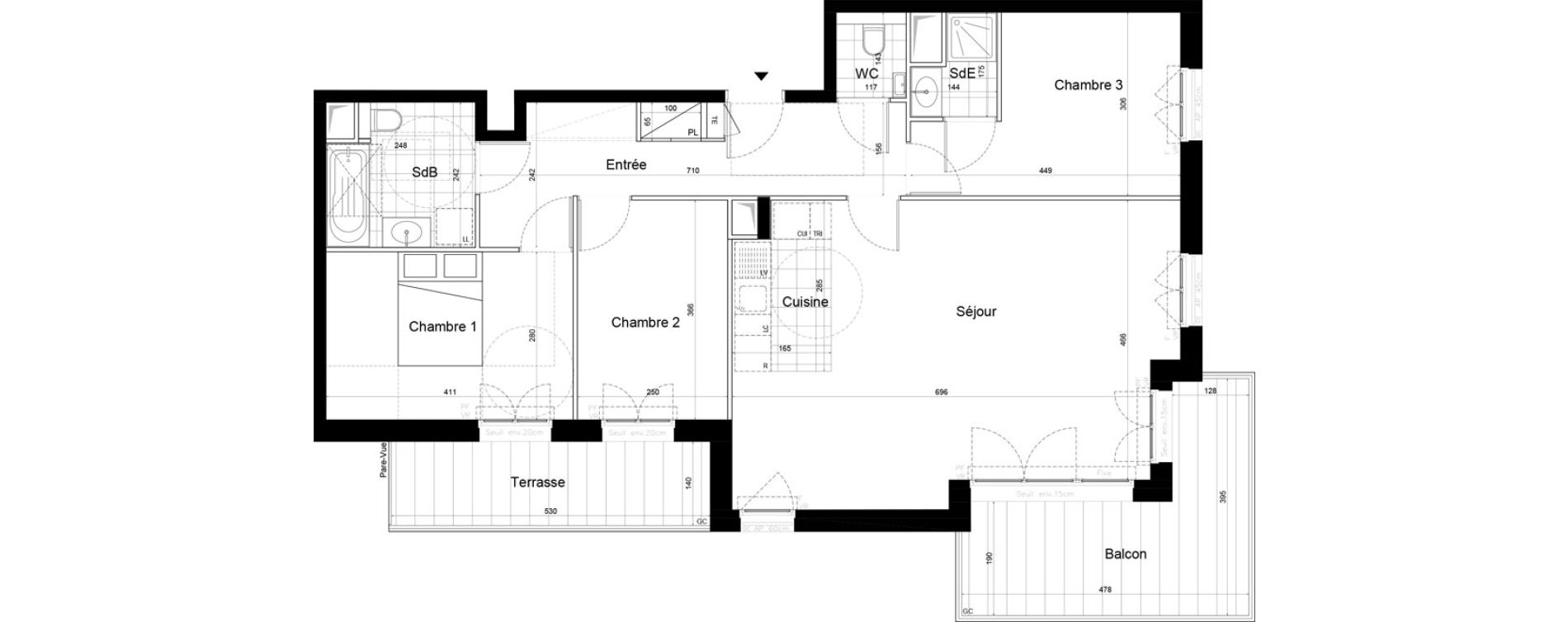 Appartement T4 de 87,65 m2 &agrave; Saint-Cloud Pasteur