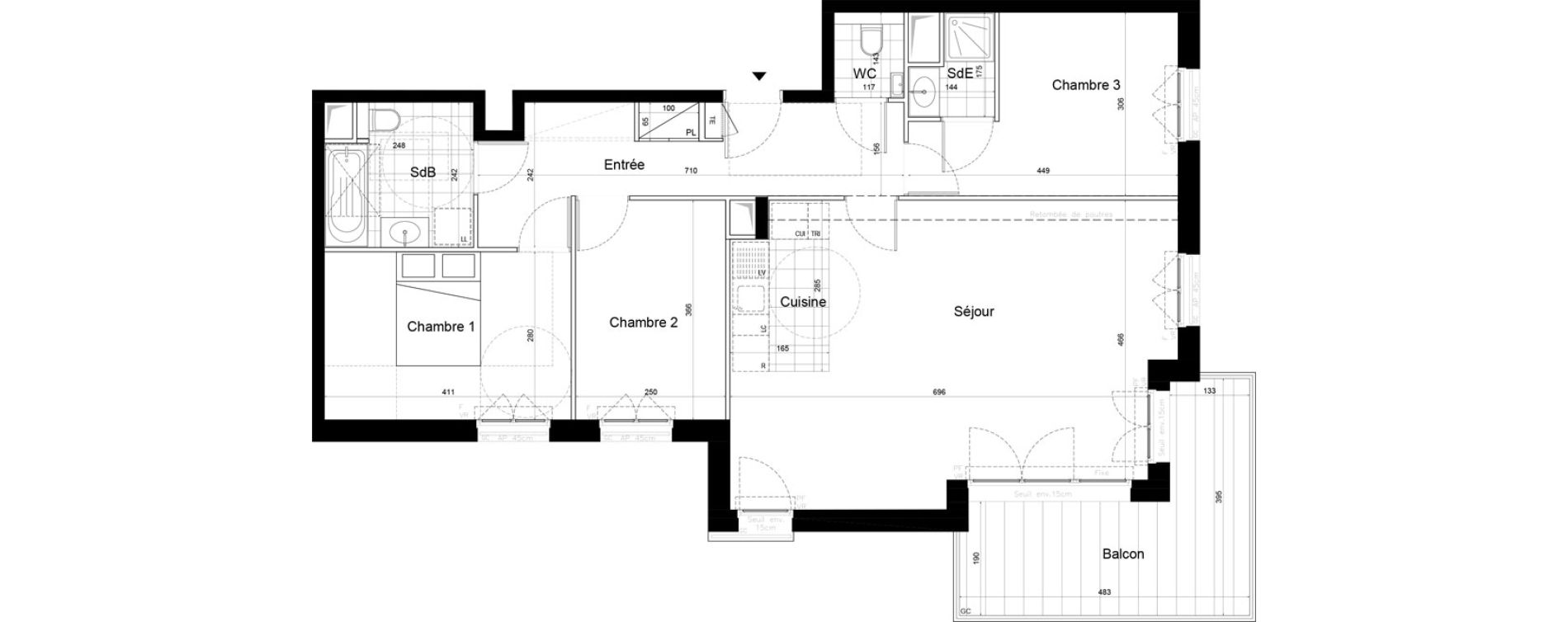 Appartement T4 de 87,65 m2 &agrave; Saint-Cloud Pasteur