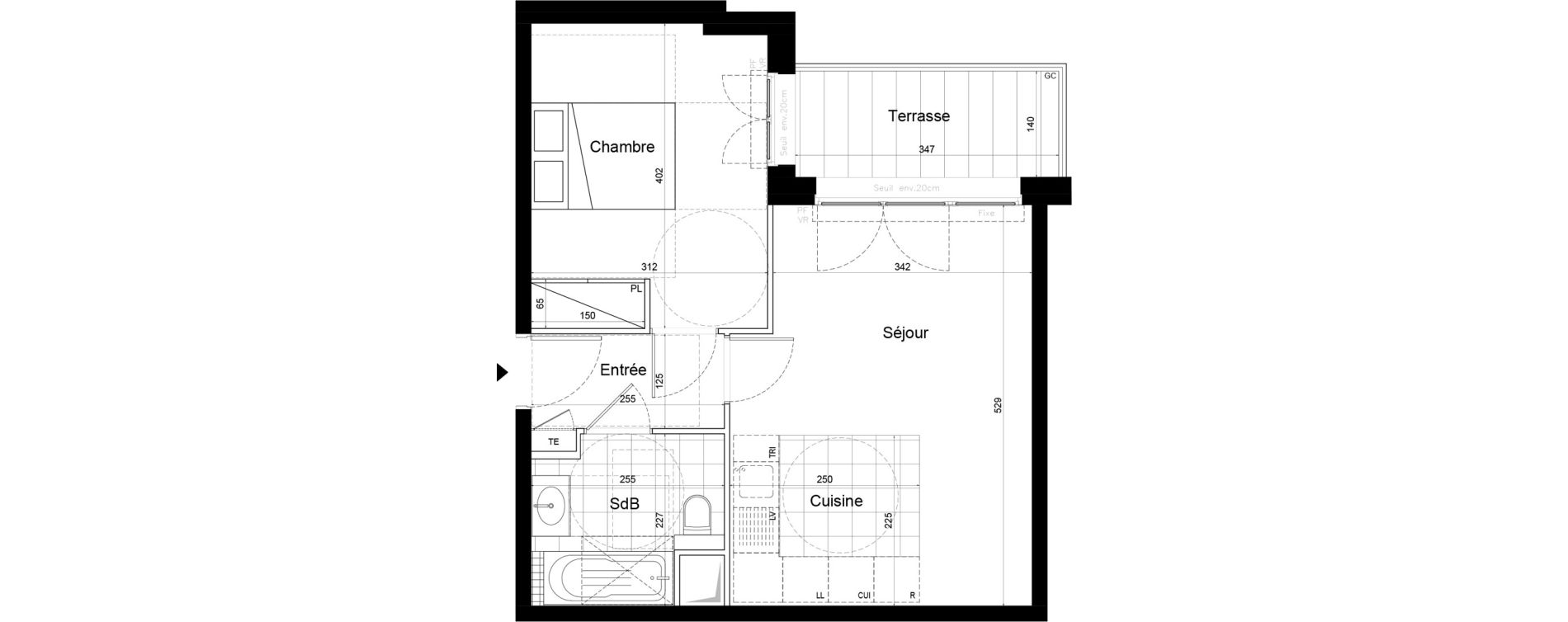 Appartement T2 de 40,76 m2 &agrave; Saint-Cloud Pasteur