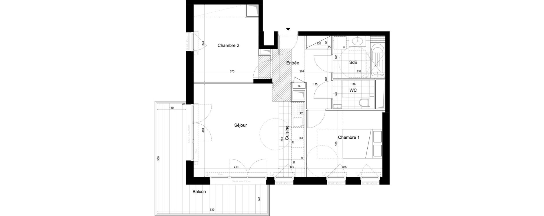 Appartement T3 de 62,54 m2 &agrave; Saint-Cloud Pasteur