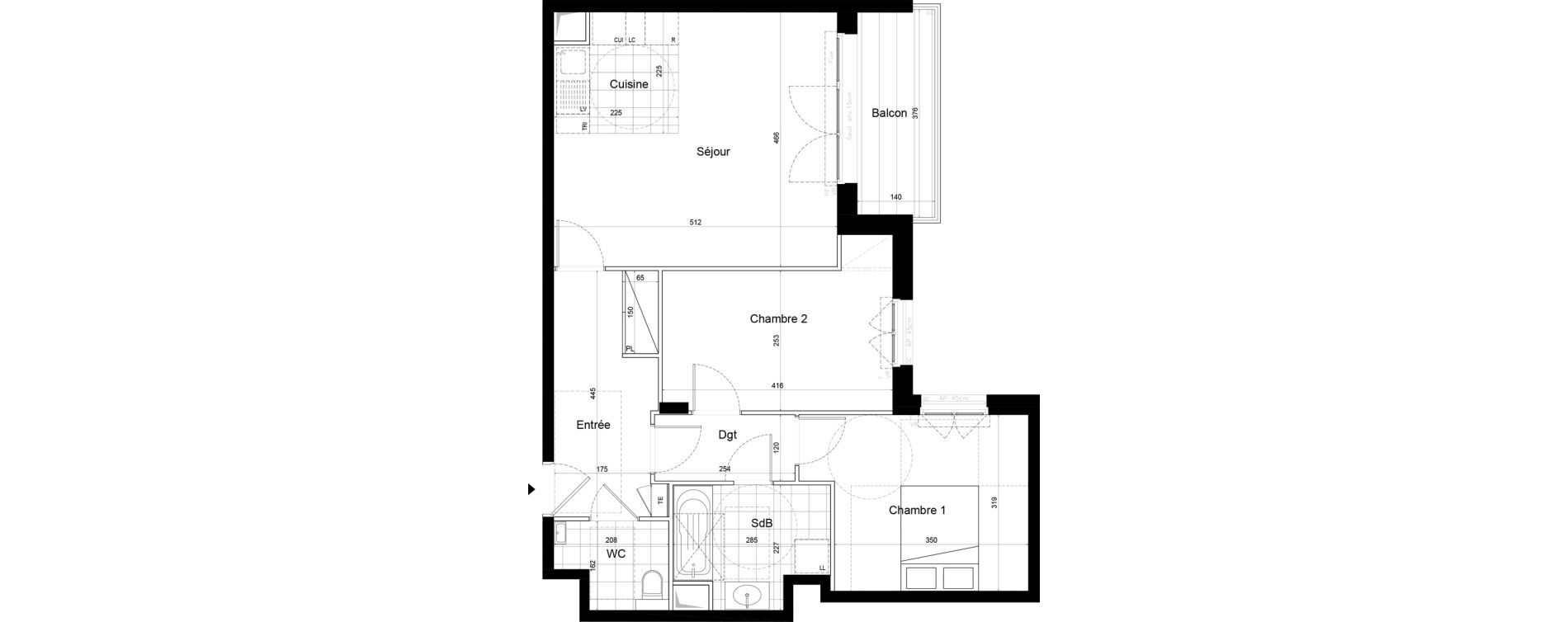 Appartement T3 de 66,04 m2 &agrave; Saint-Cloud Pasteur