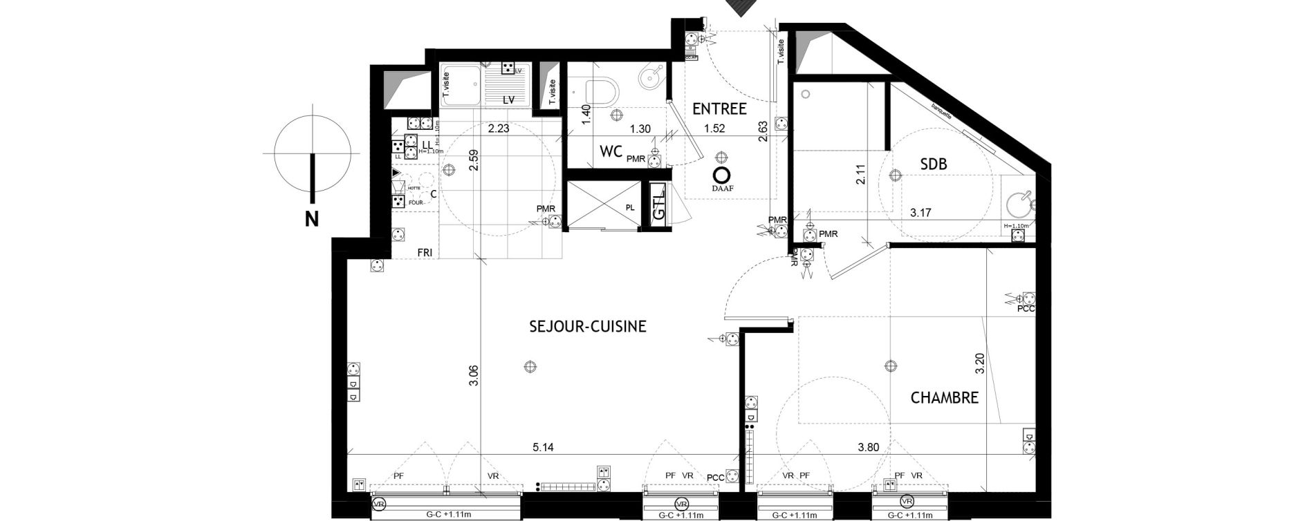 Appartement T2 de 45,85 m2 &agrave; Saint-Cloud Centre