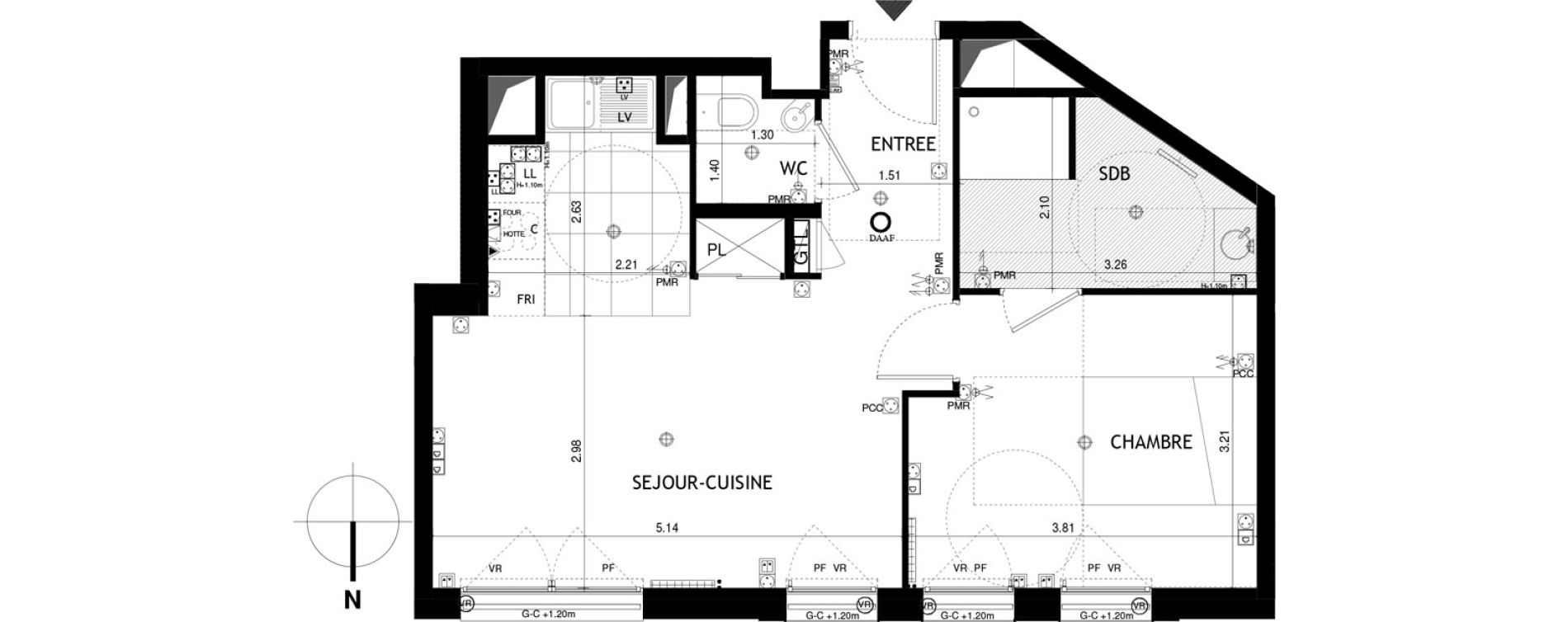 Appartement T2 de 45,40 m2 &agrave; Saint-Cloud Centre