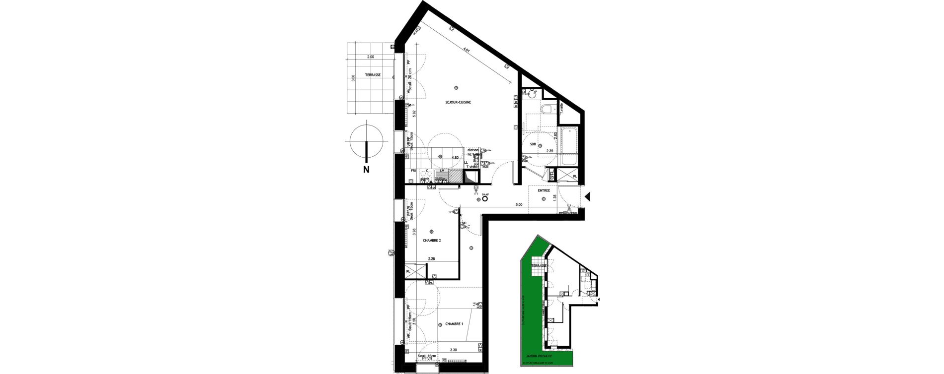 Appartement T3 de 66,26 m2 &agrave; Saint-Cloud Centre