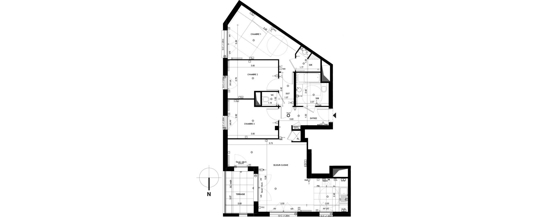 Appartement T4 de 81,51 m2 &agrave; Saint-Cloud Centre