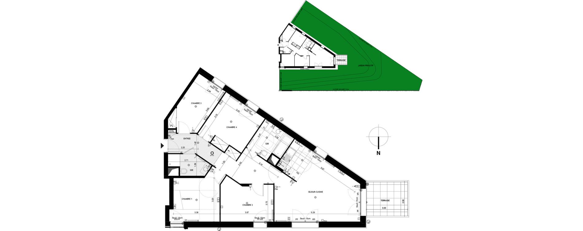 Appartement T5 de 95,91 m2 &agrave; Saint-Cloud Centre