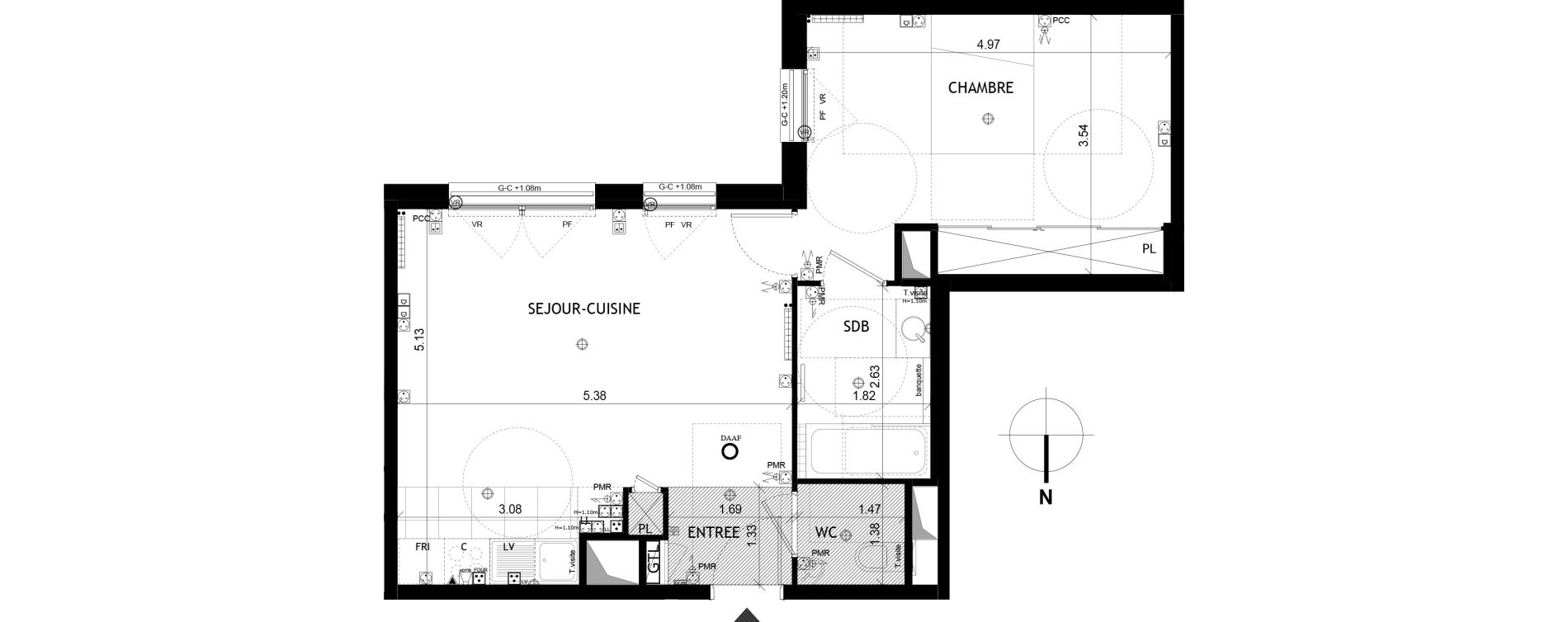 Appartement T2 de 50,89 m2 &agrave; Saint-Cloud Centre