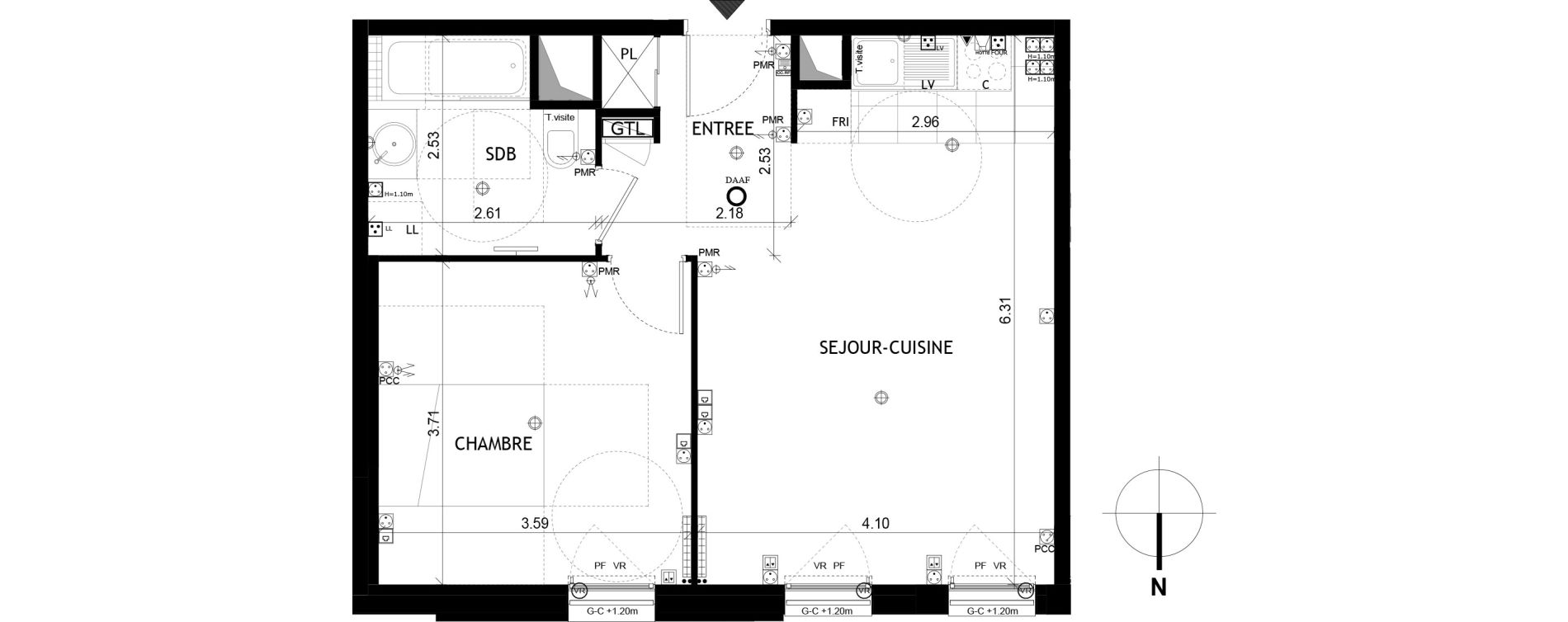 Appartement T2 de 47,23 m2 &agrave; Saint-Cloud Centre