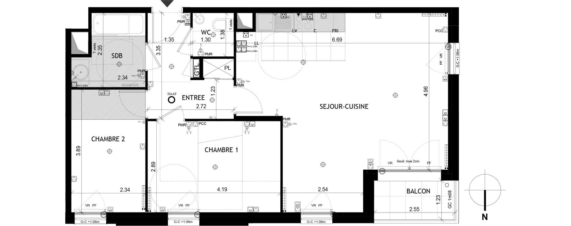 Appartement T3 de 68,21 m2 &agrave; Saint-Cloud Centre