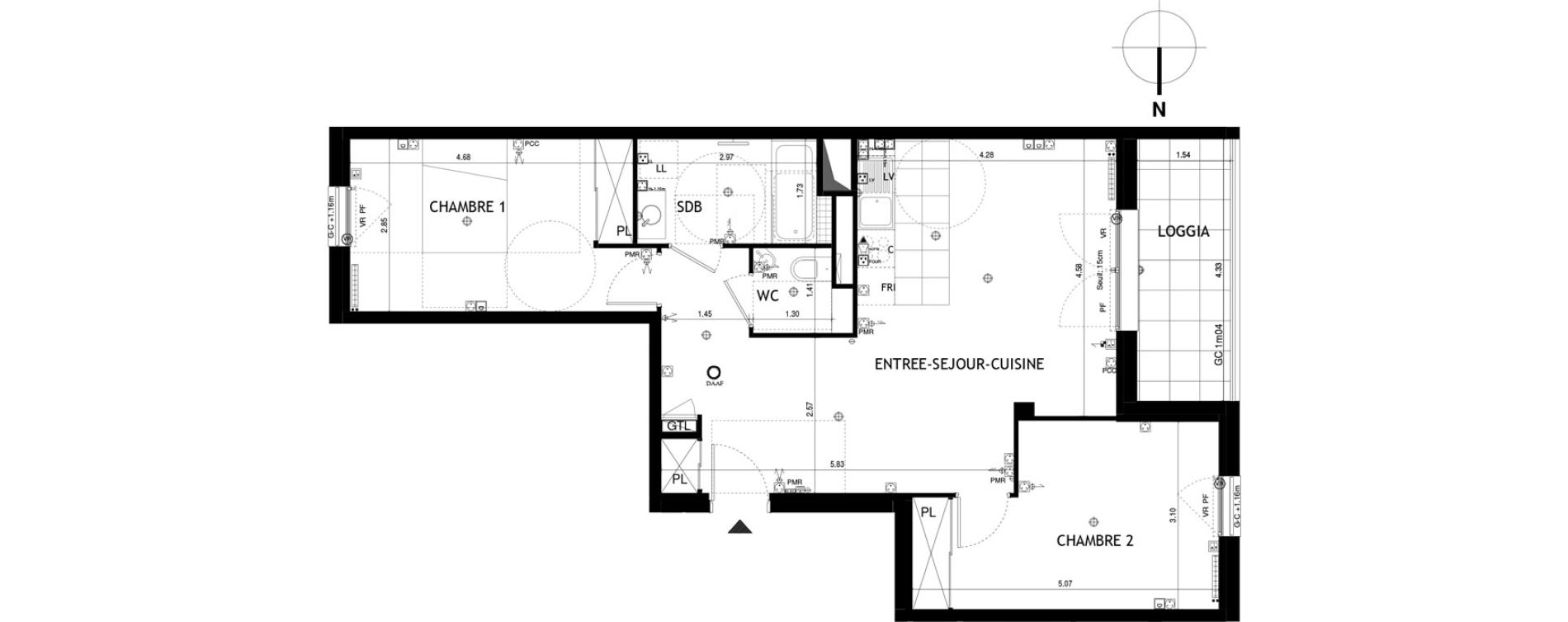 Appartement T3 de 67,86 m2 &agrave; Saint-Cloud Centre