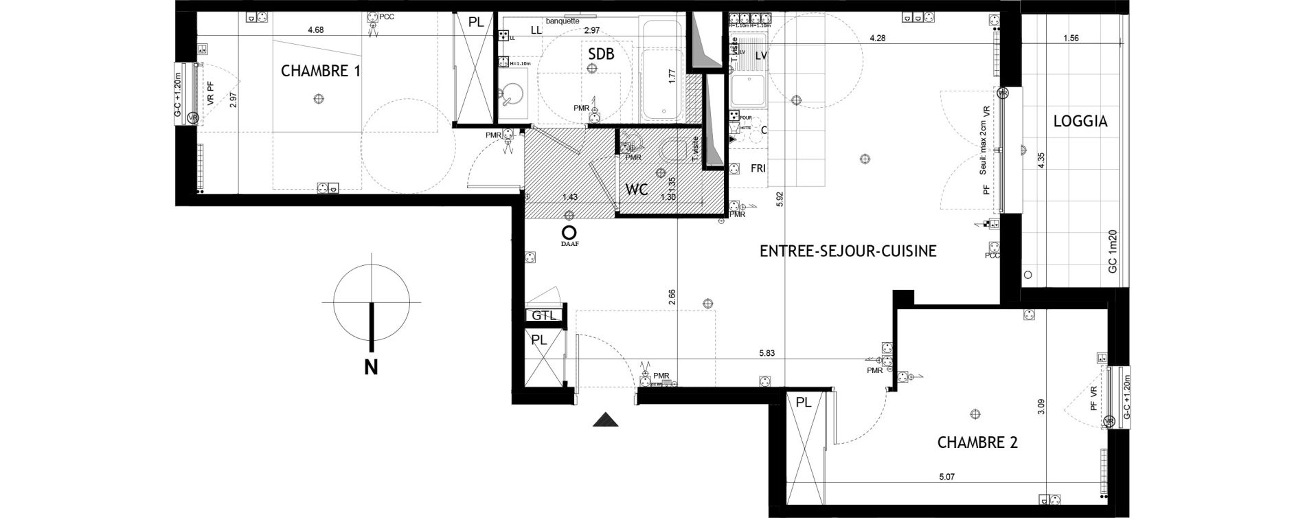 Appartement T3 de 68,21 m2 &agrave; Saint-Cloud Centre