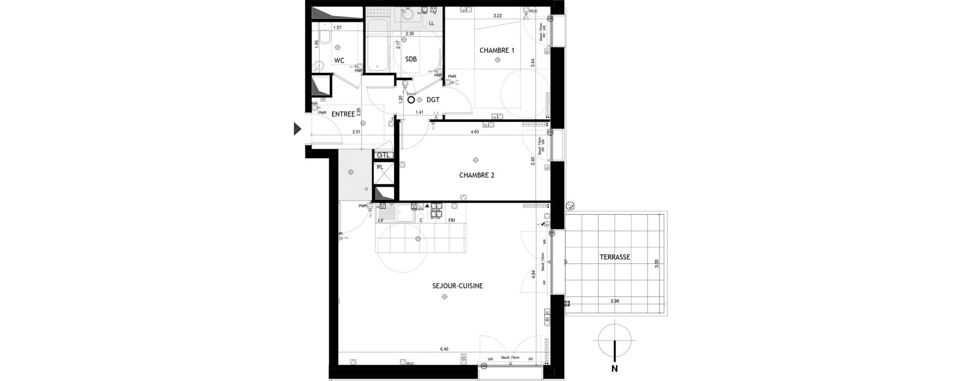 Appartement T3 de 70,41 m2 &agrave; Saint-Cloud Centre