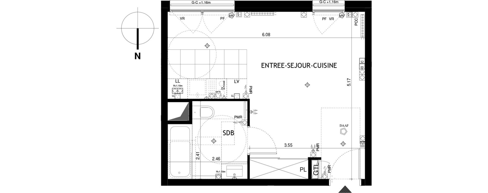Appartement T1 de 30,28 m2 &agrave; Saint-Cloud Centre