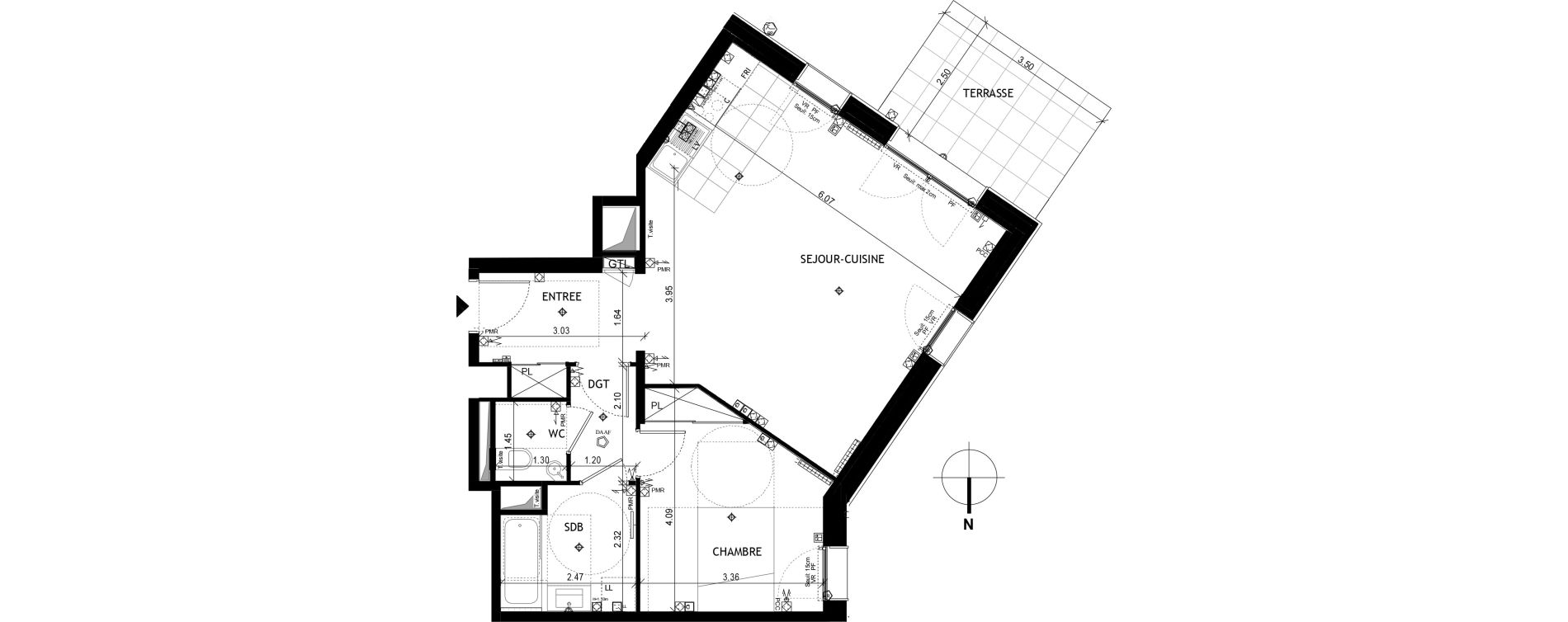 Appartement T2 de 58,69 m2 &agrave; Saint-Cloud Centre