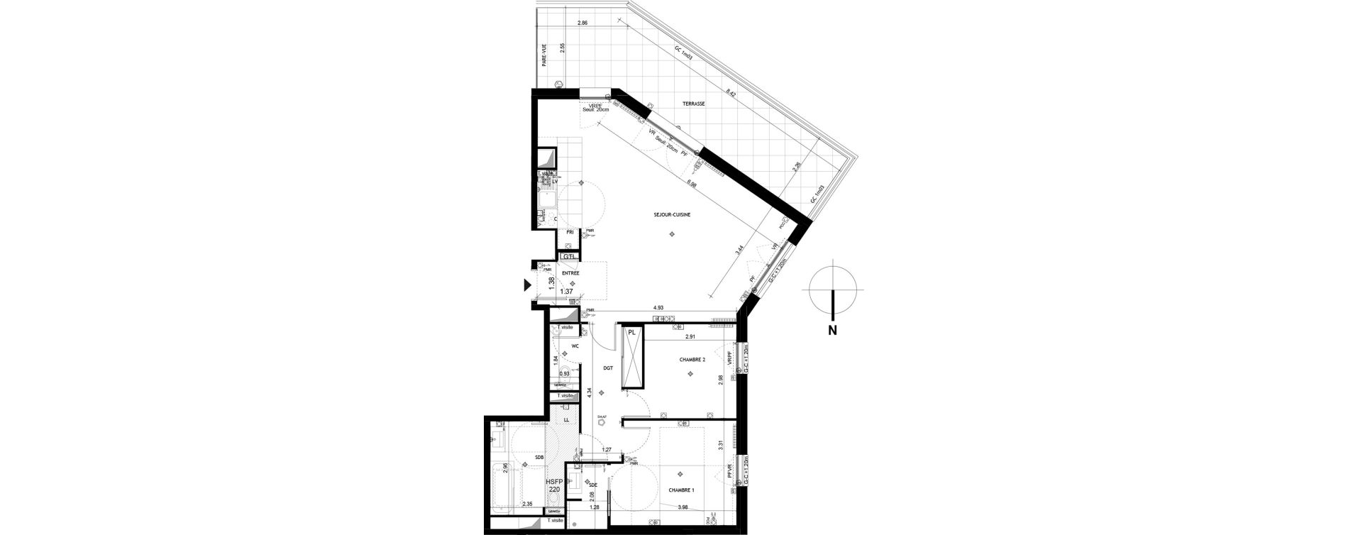 Appartement T3 de 81,97 m2 &agrave; Saint-Cloud Centre