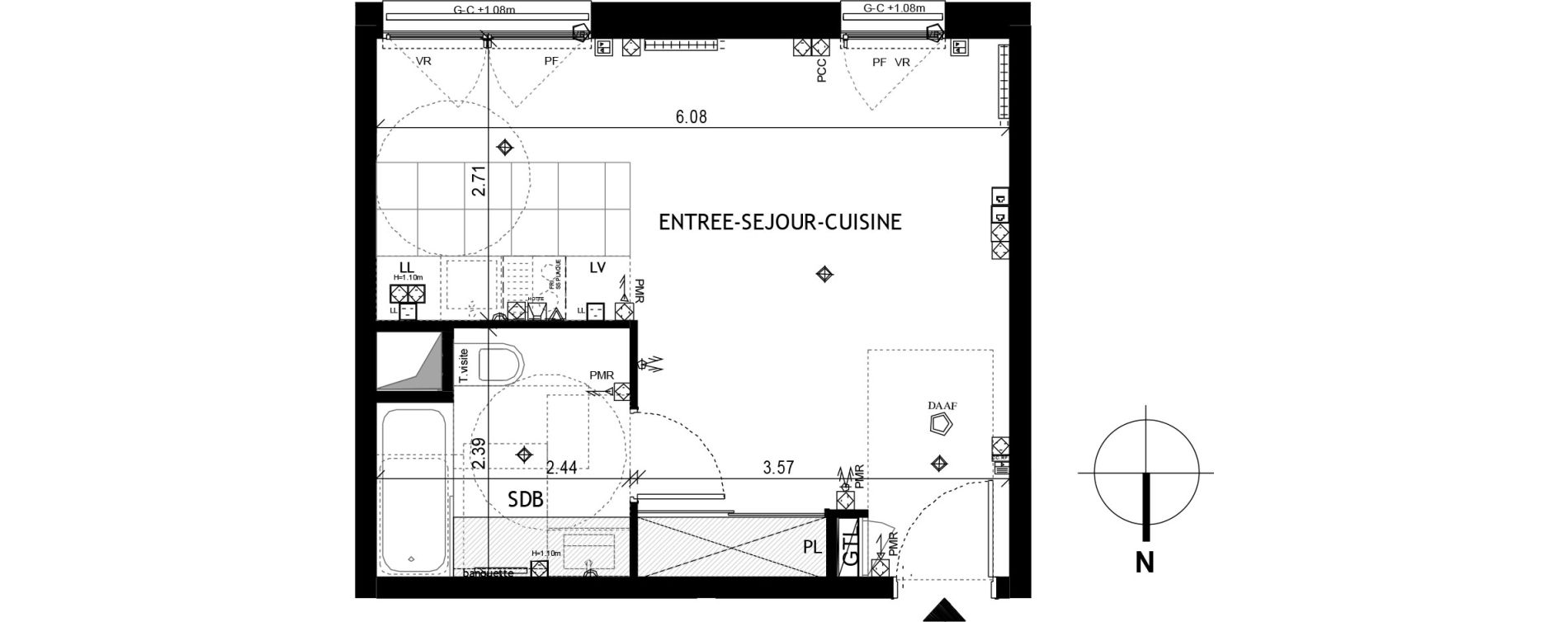 Appartement T1 de 30,31 m2 &agrave; Saint-Cloud Centre