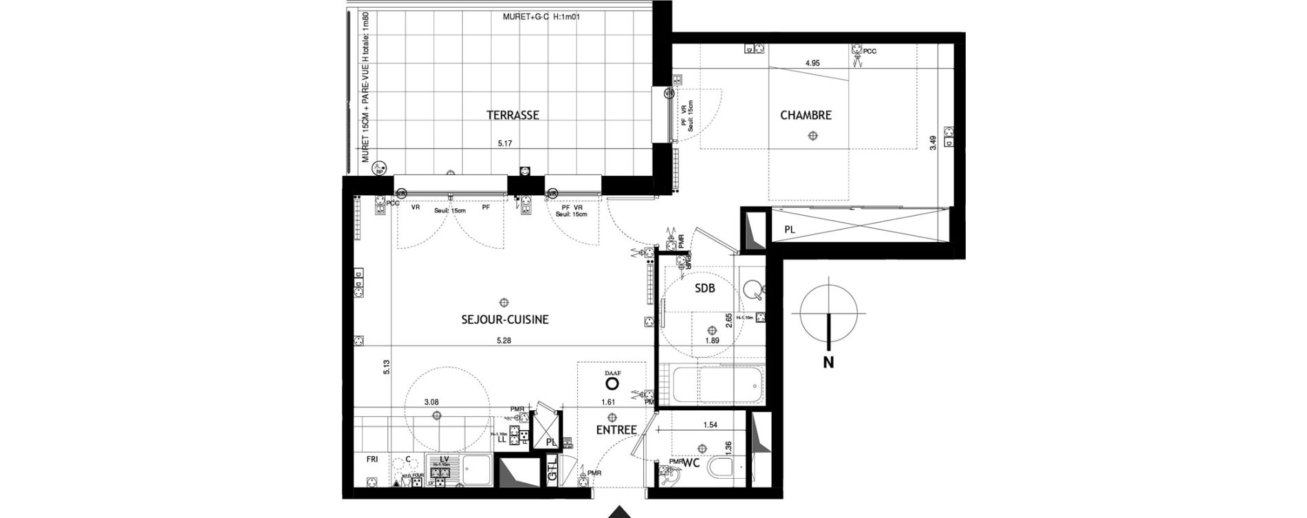 Appartement T2 de 50,30 m2 &agrave; Saint-Cloud Centre