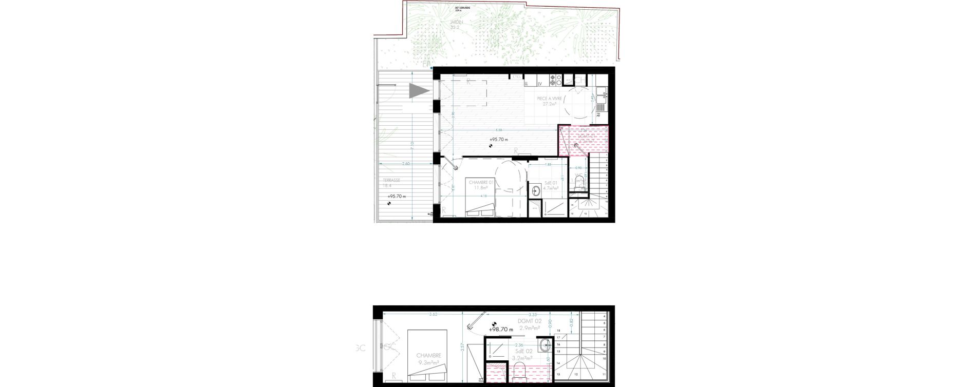 Duplex T3 de 63,80 m2 &agrave; Sceaux Vieux sceaux - curie