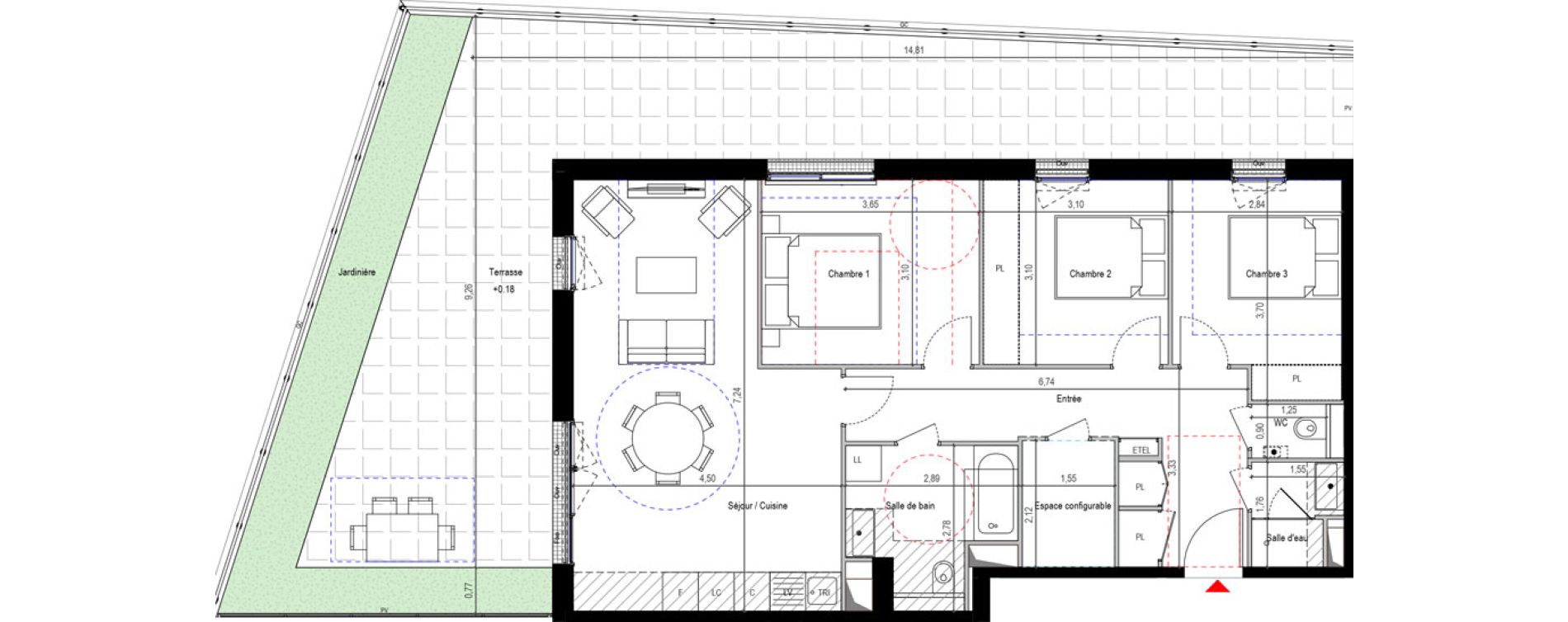 Appartement T4 de 83,76 m2 &agrave; Sceaux Robinson