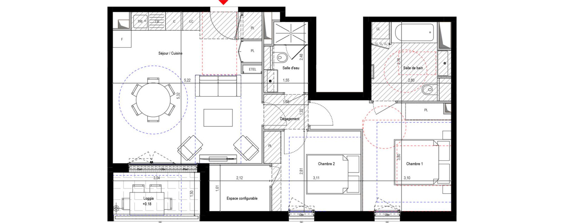 Appartement T3 de 65,46 m2 &agrave; Sceaux Robinson