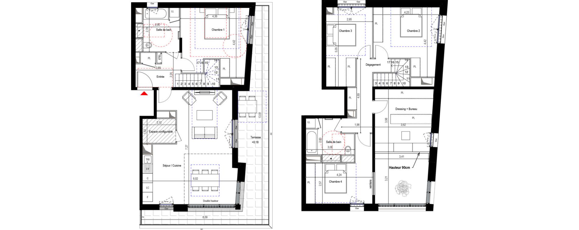 Duplex T5 de 138,57 m2 &agrave; Sceaux Robinson