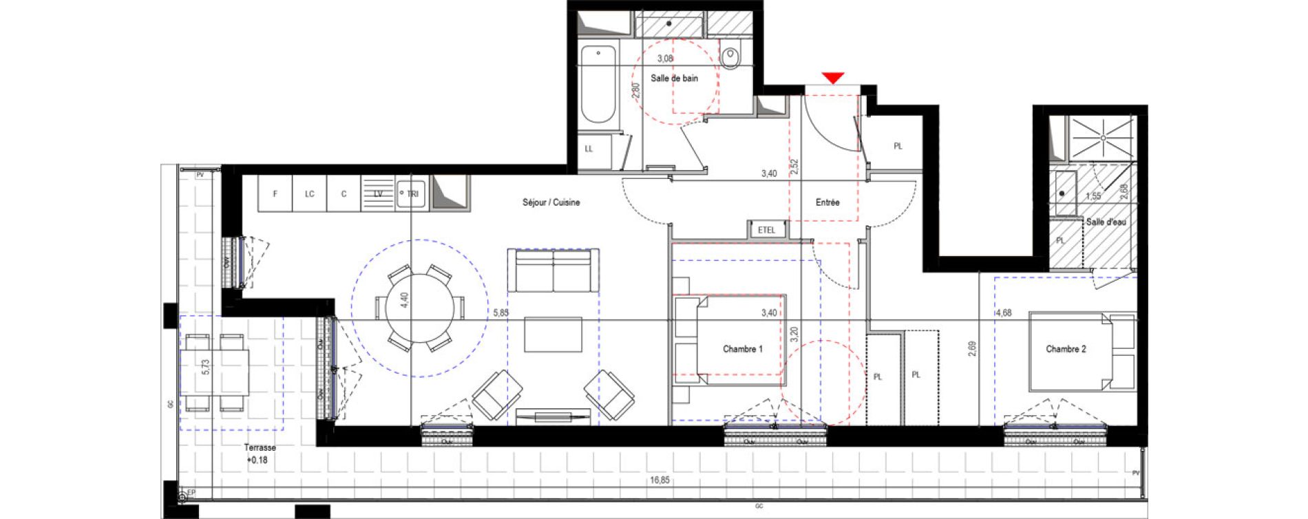 Appartement T3 de 72,60 m2 &agrave; Sceaux Robinson