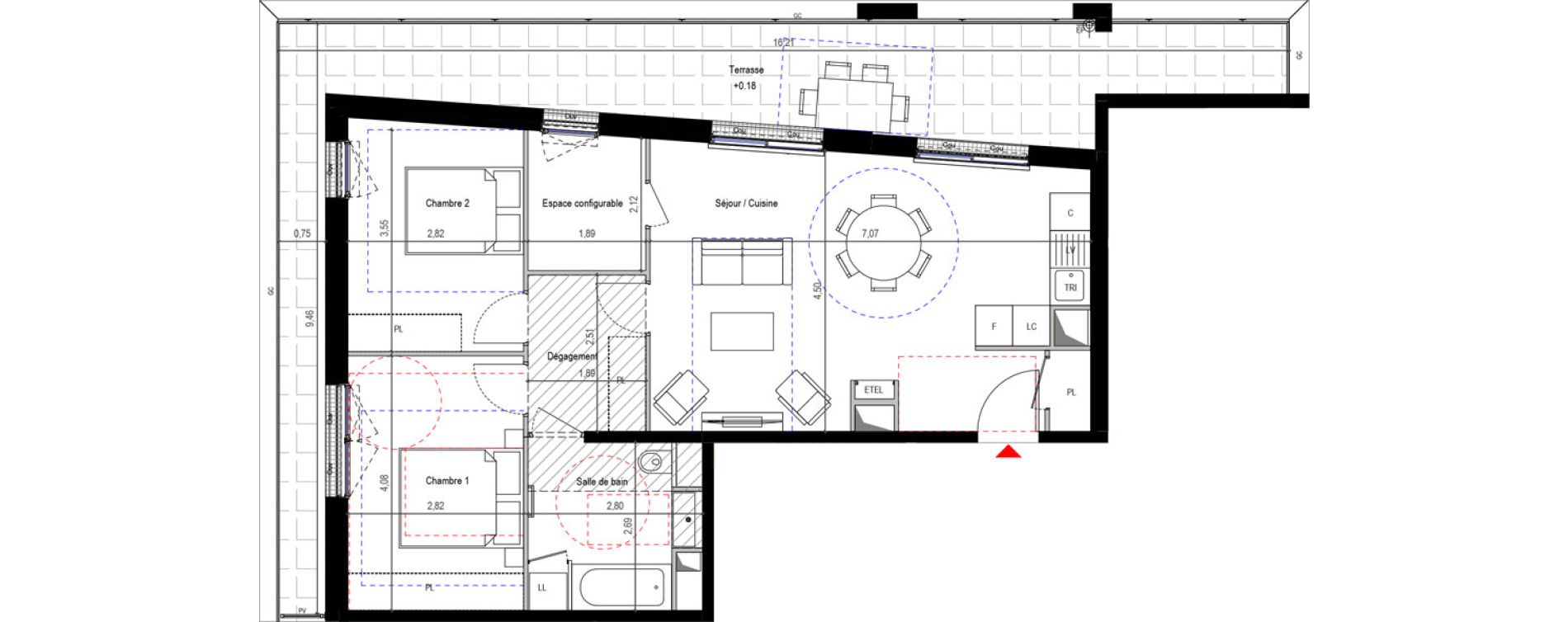 Appartement T3 de 68,01 m2 &agrave; Sceaux Robinson