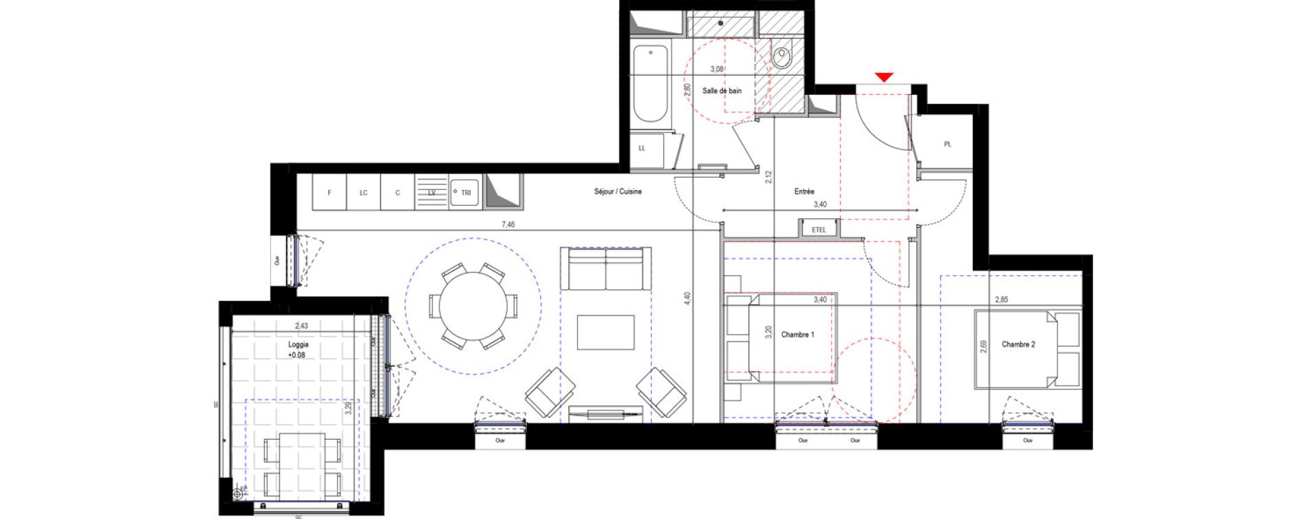 Appartement T3 de 63,91 m2 &agrave; Sceaux Robinson