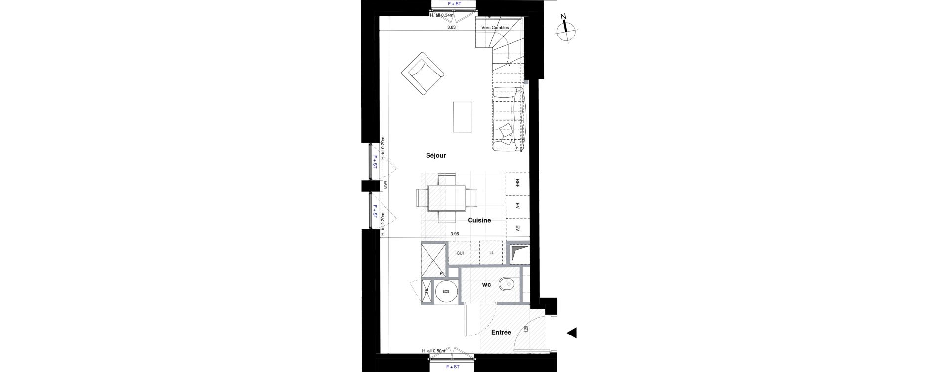 Appartement T3 de 60,26 m2 &agrave; Sceaux Centre