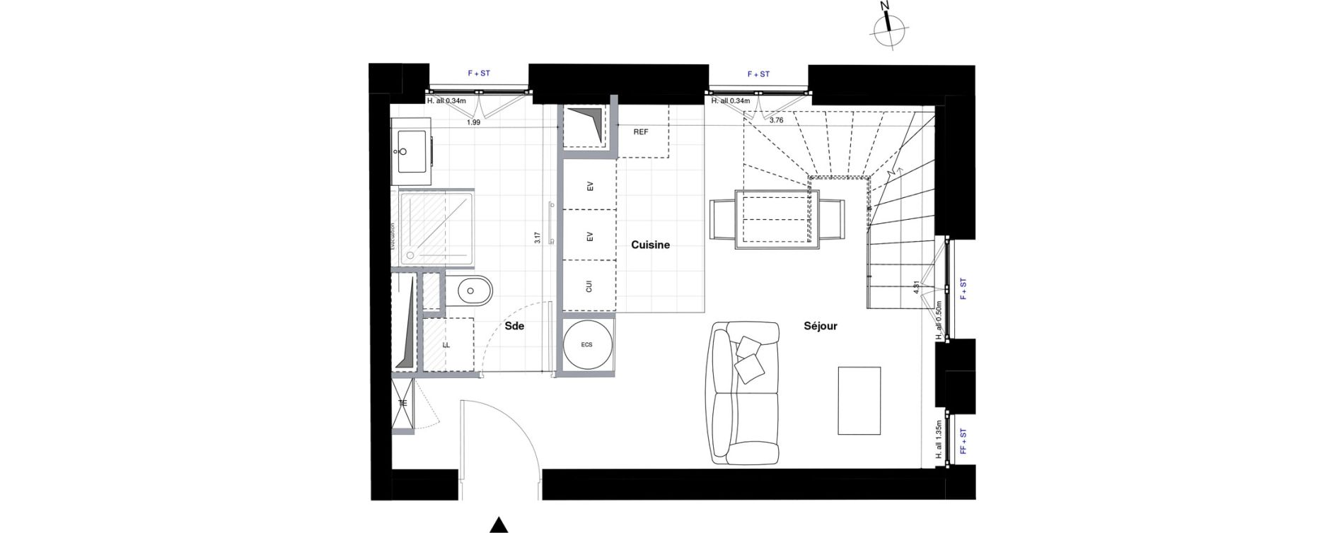 Appartement T2 de 43,32 m2 &agrave; Sceaux Centre
