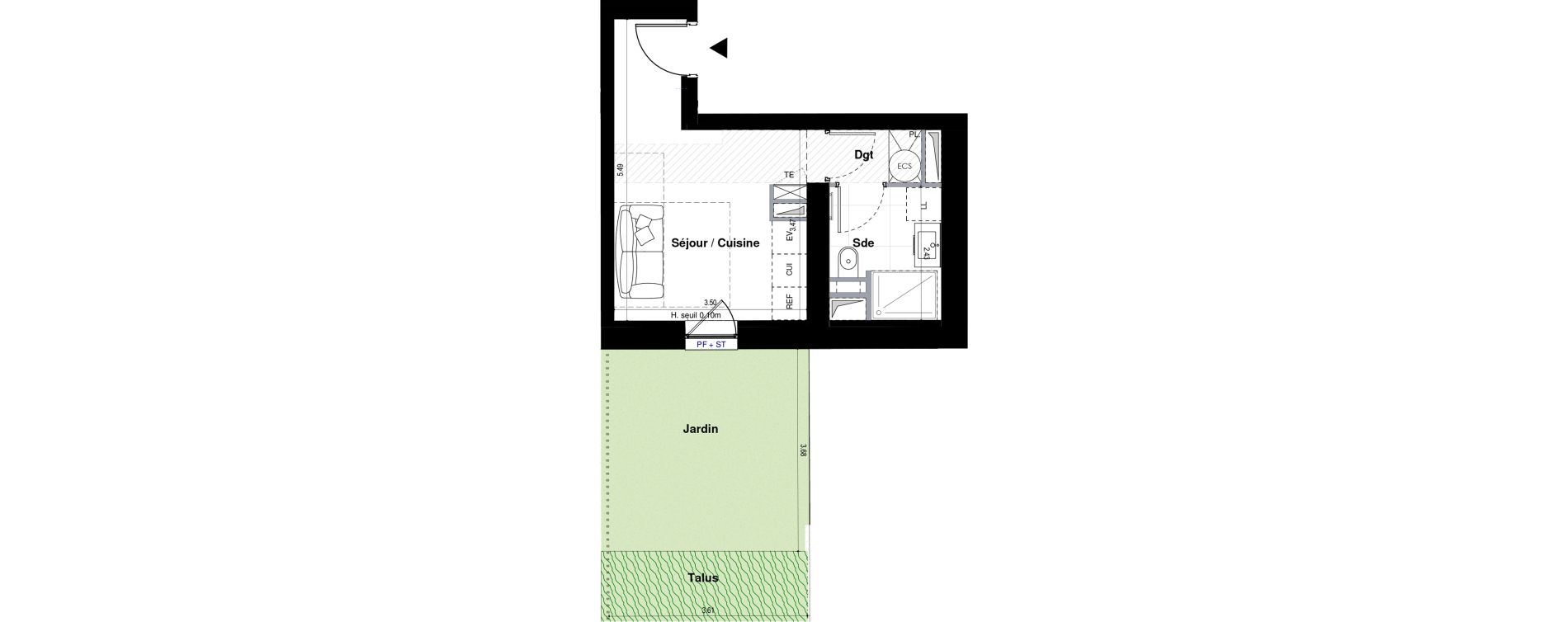 Appartement T1 de 20,74 m2 &agrave; Sceaux Centre
