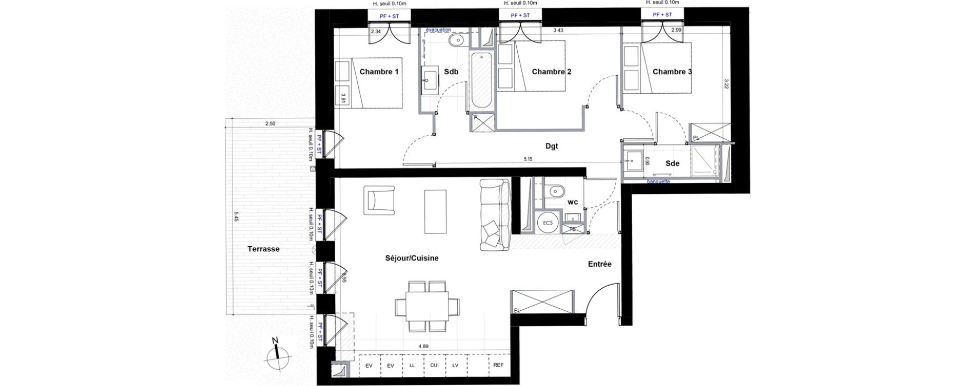 Appartement T4 de 78,86 m2 &agrave; Sceaux Centre