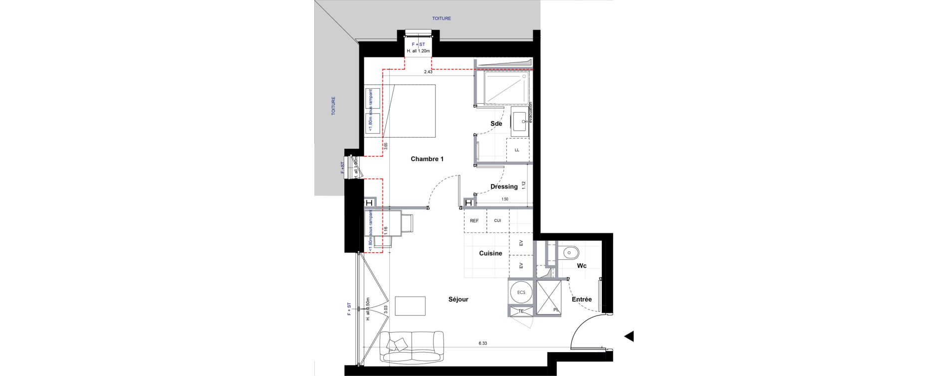 Appartement T2 de 37,72 m2 &agrave; Sceaux Centre