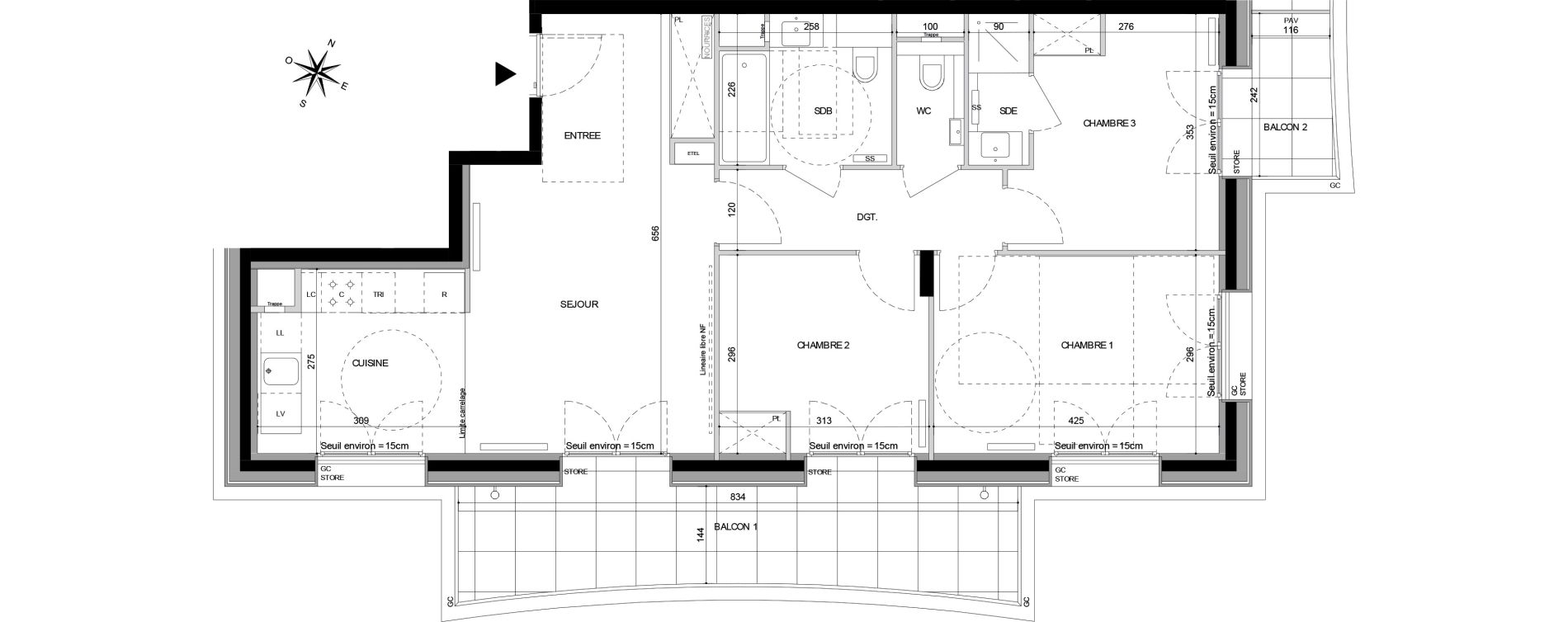 Appartement T4 de 75,70 m2 &agrave; Sceaux Sceaux robinson