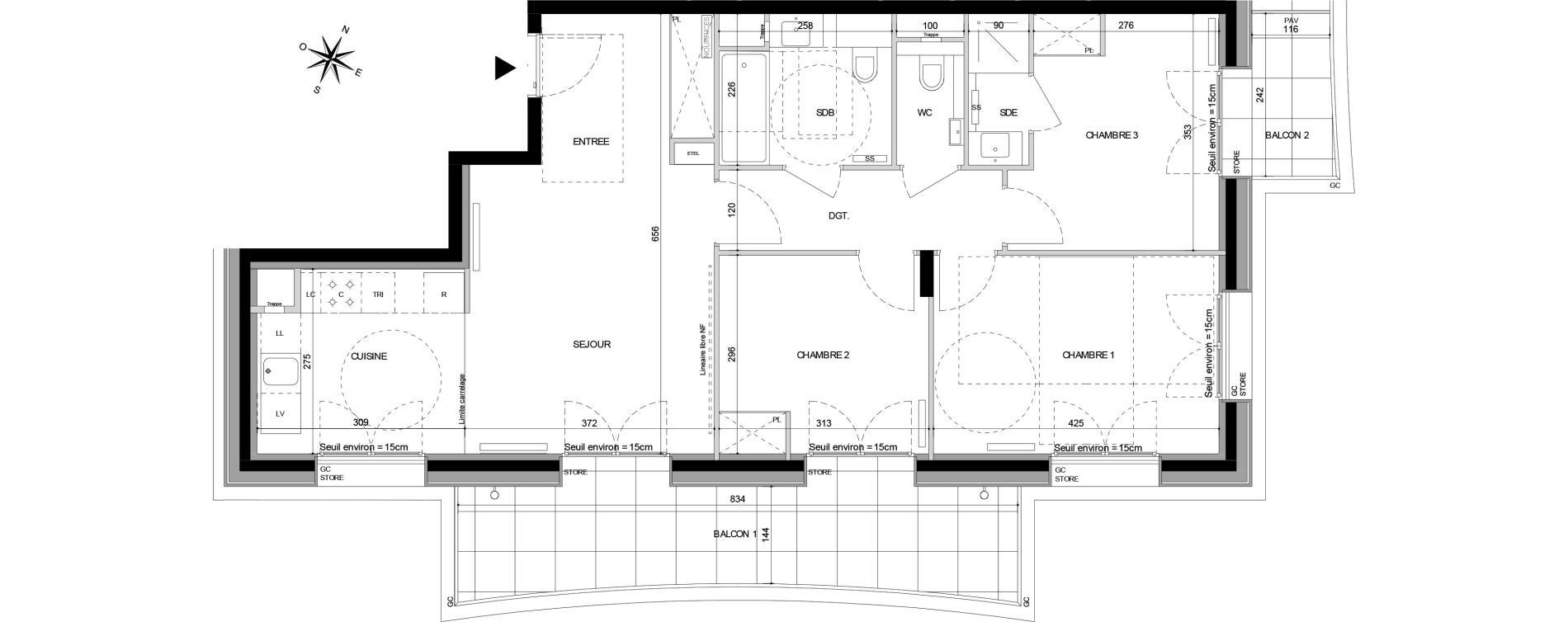Appartement T4 de 75,70 m2 &agrave; Sceaux Sceaux robinson