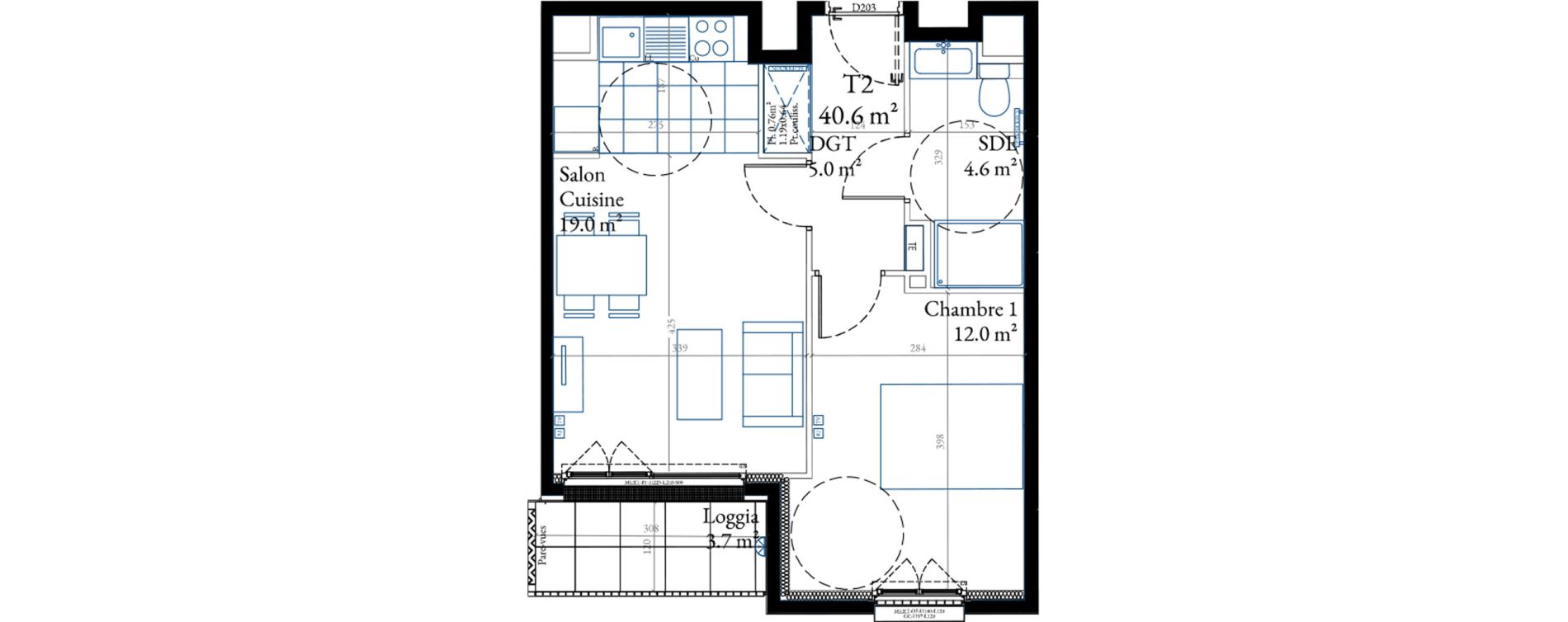 Appartement T2 de 40,60 m2 &agrave; Sceaux Centre