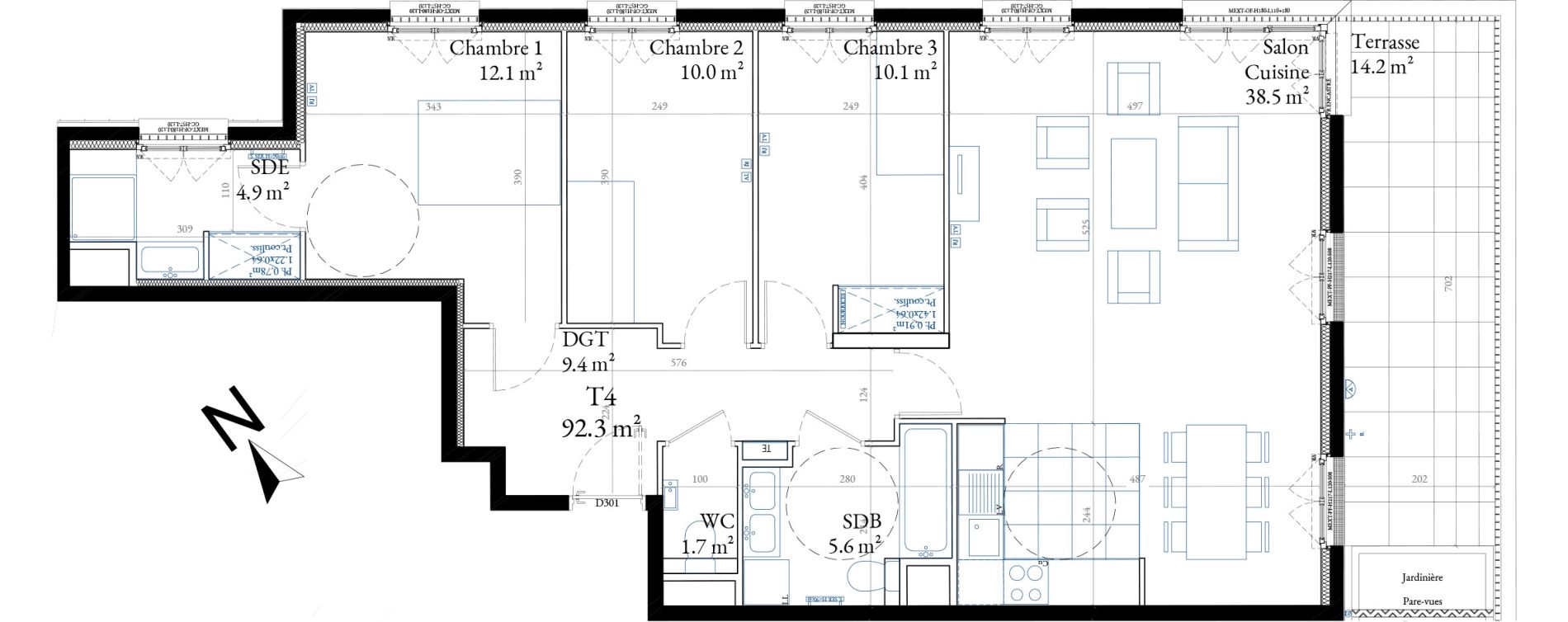Appartement T4 de 92,30 m2 &agrave; Sceaux Centre