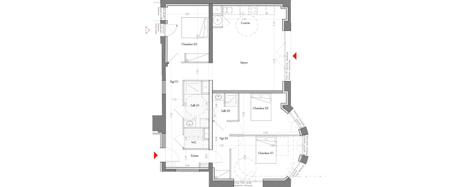 Appartement T4 de 92,33 m2 &agrave; Sceaux Musiciens - roosevelt