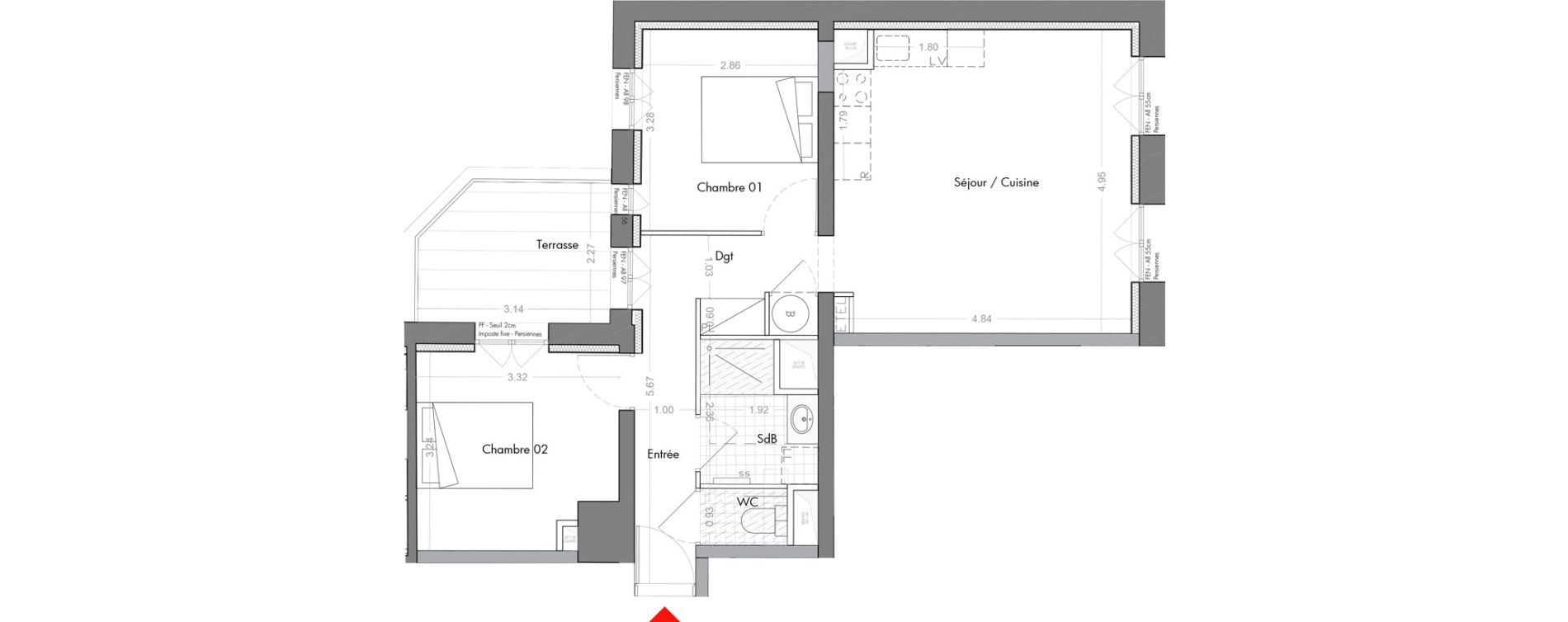 Appartement T3 de 58,63 m2 &agrave; Sceaux Musiciens - roosevelt