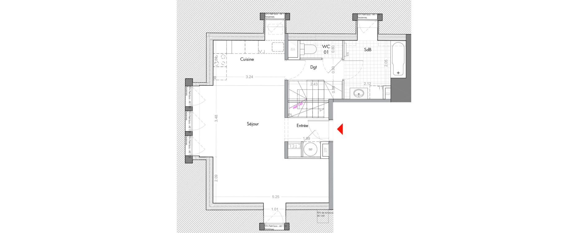 Duplex T3 de 70,53 m2 &agrave; Sceaux Musiciens - roosevelt