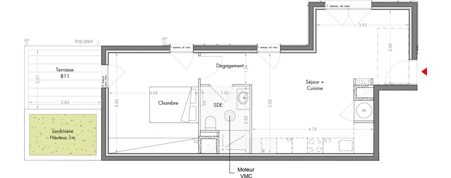 Appartement T2 de 46,68 m2 &agrave; Sceaux Musiciens - roosevelt