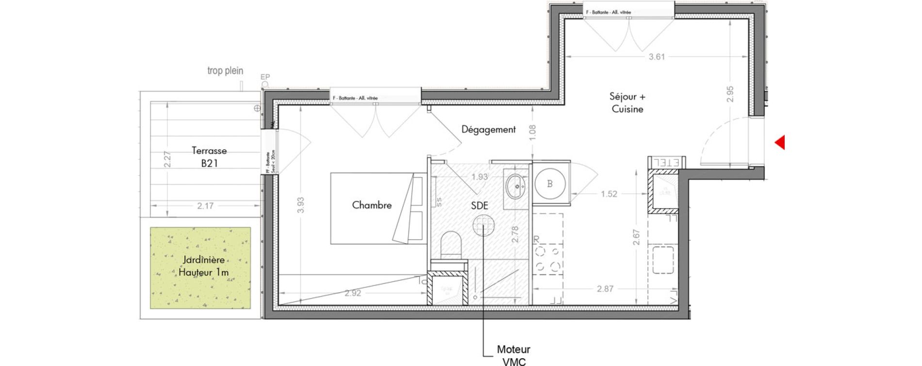 Appartement T2 de 37,06 m2 &agrave; Sceaux Musiciens - roosevelt