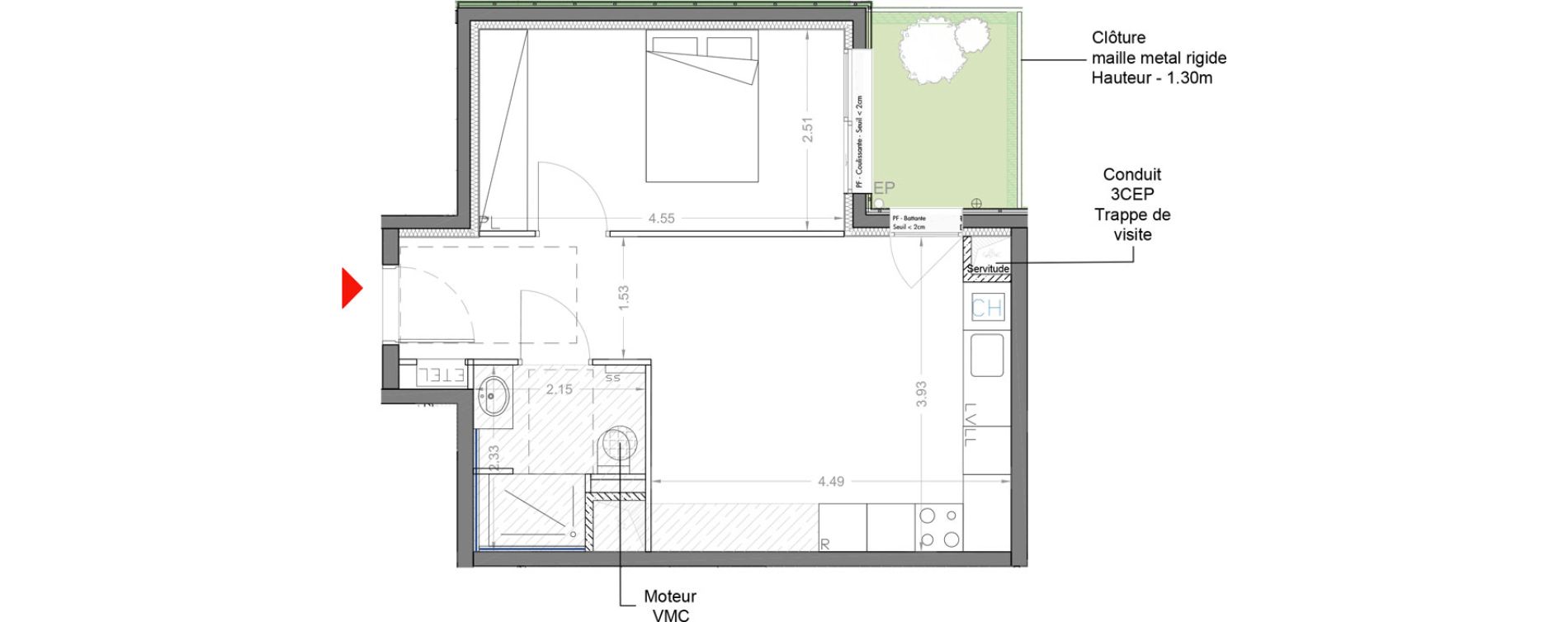 Appartement T2 de 38,10 m2 &agrave; Sceaux Musiciens - roosevelt