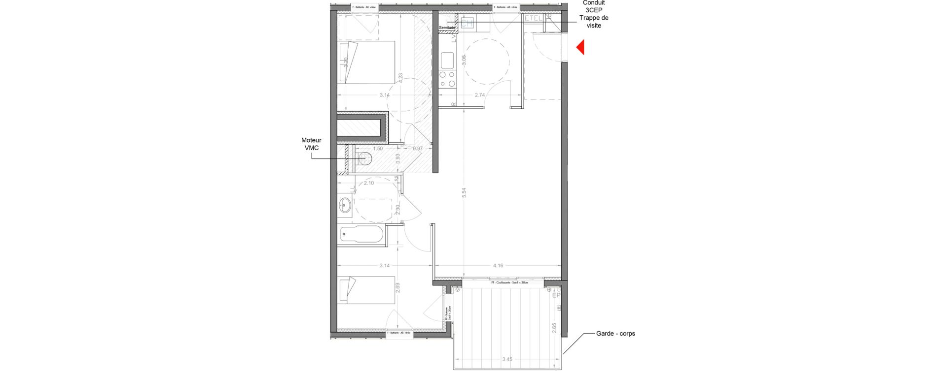 Appartement T3 de 64,61 m2 &agrave; Sceaux Musiciens - roosevelt